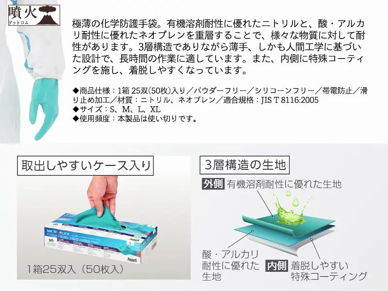 化学防護手袋 25双入（50枚）